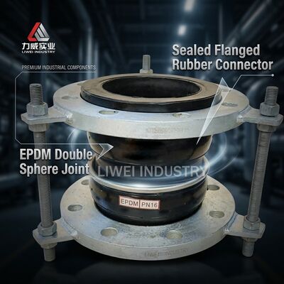 EPDM-Körpermaterial Doppelsphären-flexible Gummiverbindung mit geflanschten Enden zur Gewährleistung von Dichtung und Flexibilität in Flüssigkeitstransportsystemen